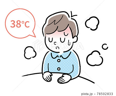 ベクターイラスト素材：体調不良の男の子、発熱 78502833
