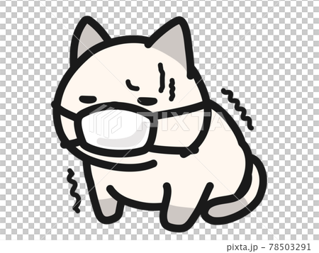 Unwell cat with a mask 78503291