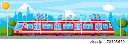Modern Tram Train Passenger Streetcar Cityscape. 78503679