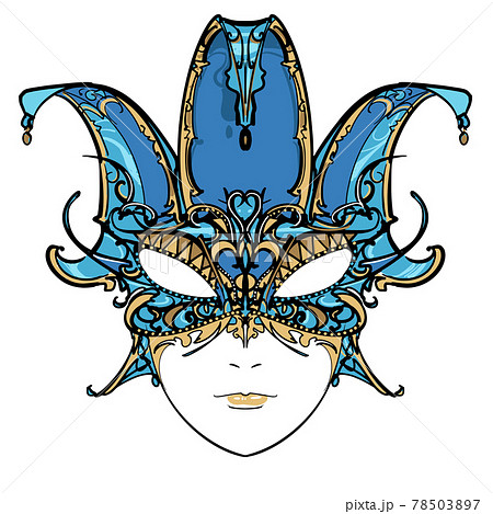 ベネチアンマスク 飾り付きの仮面のイラスト素材