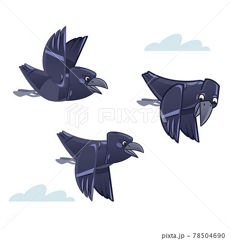 Cartoon flocks of crows flying in the sky.... - Stock Illustration  [78504690] - PIXTA