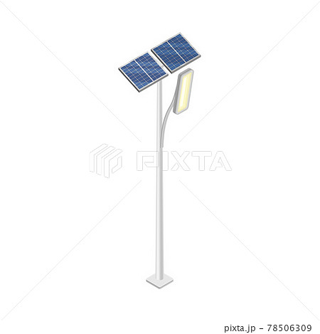 Street Lamp or Streetlight Powered by Solar Panel as Smart City Isometric Vector Illustration 78506309