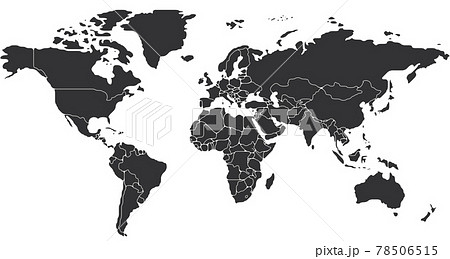 Simplified smooth border World map 78506515