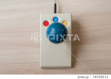 Close-up of a specialized computer mouse for people with cerebral palsy. 78506613