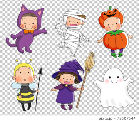 Set of kids in Halloween costumes Set of kids in Halloween costumes 78507544