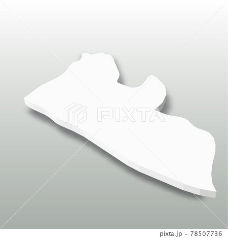Liberia - white 3D silhouette map of country area with dropped shadow on grey background. Simple flat vector illustration 78507736