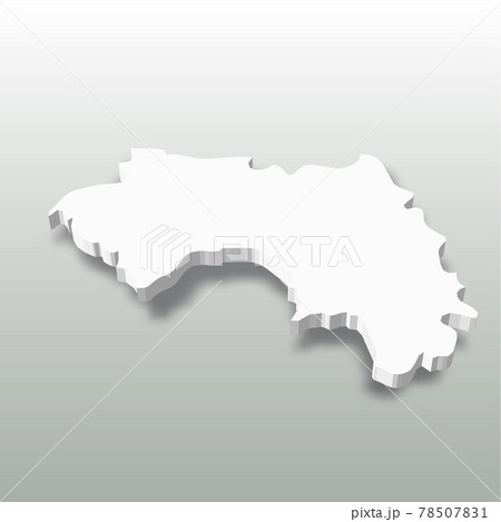 Guinea - white 3D silhouette map of country area with dropped shadow on grey background. Simple flat vector illustration