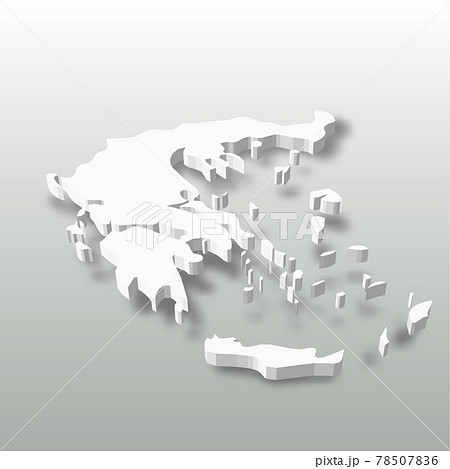 Greece - white 3D silhouette map of country area with dropped shadow on grey background. Simple flat vector illustration 78507836