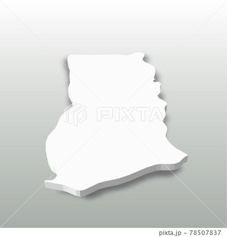 Ghana - white 3D silhouette map of country area with dropped shadow on grey background. Simple flat vector illustration 78507837