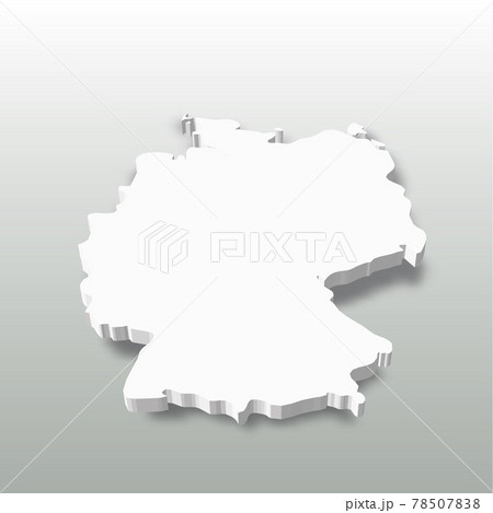 Germany - white 3D silhouette map of country area with dropped shadow on grey background. Simple flat vector illustration 78507838