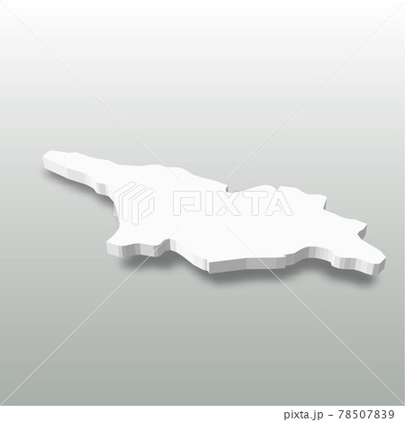 Georgia - white 3D silhouette map of country area with dropped shadow on grey background. Simple flat vector illustration 78507839