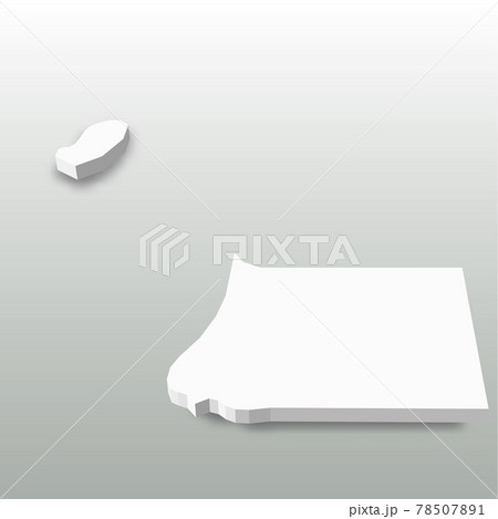 Equatorial Guinea - white 3D silhouette map of country area with dropped shadow on grey background. Simple flat vector illustration
