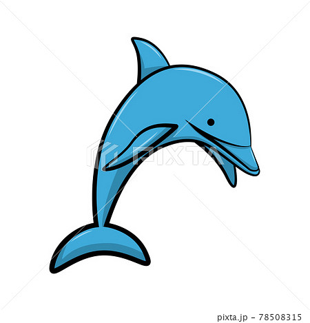 Line Art Vector Illustration Of A Blue Dolphinのイラスト素材