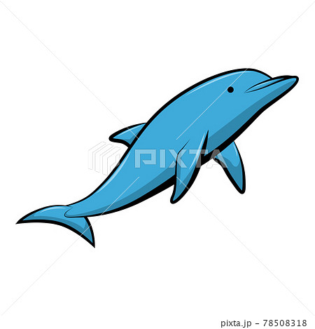 Line Art Vector Illustration Of A Blue Dolphinのイラスト素材