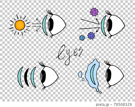 Hand-drawn illustration of eyes and contact lenses 78508329