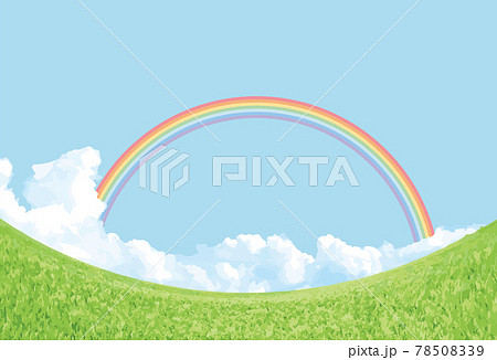 青空と虹の背景イラストのイラスト素材