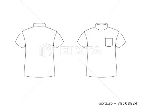 モックネック半袖(ポケット付き) テンプレート 表裏 白 モックネック半袖(ポケット付き) テンプレート 表裏 白 78508824