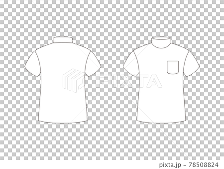 モックネック半袖(ポケット付き) テンプレート 表裏 白 モックネック半袖(ポケット付き) テンプレート 表裏 白 78508824