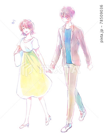 cute manga couple holding hands