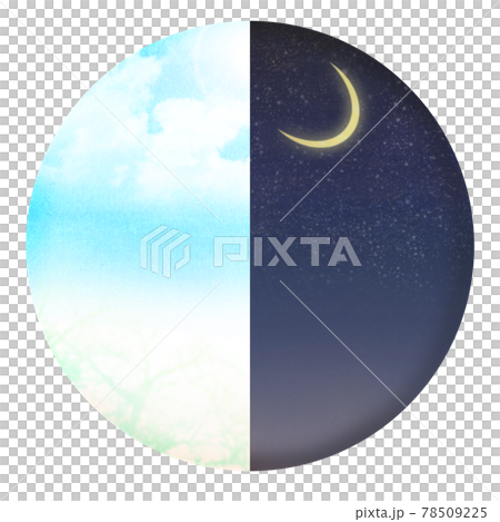 Day and night, morning and night, round illustrations for different time periods 78509225