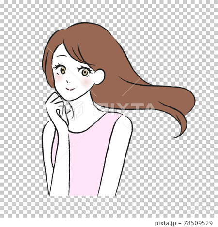 女性 笑顔 なびく髪のイラスト素材