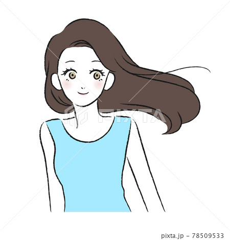 女性 笑顔 なびく髪のイラスト素材 女性 笑顔 なびく髪のイラスト素材