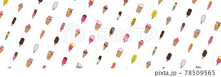 Abstract pattern of many different ice cream on a white background - Vector Abstract pattern of many different ice cream on a white background - Vector 78509565
