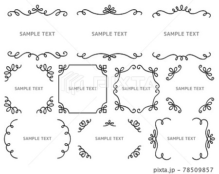 洋風の太い線の装飾フレームセット 洋風の太い線の装飾フレームセット 78509857