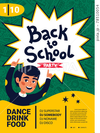 Back to school party poster. School dance party flyer. Back to school party poster. School dance party flyer. 78510054
