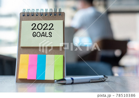 2022 Goal word on note paper with pen on wooden table. Resolution, strategy, solution, goal, business, New Year New You and happy holiday concepts 2022 Goal word on note paper with pen on wooden table. Resolution, strategy, solution, goal, business, New Year New You and happy holiday concepts 78510386
