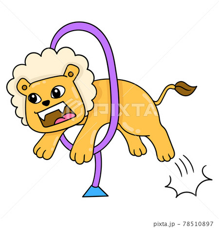 Ferocious Lion Playing Circus Jumping Stunt のイラスト素材