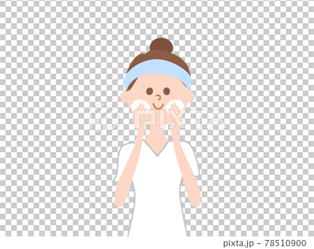 女性スキンケアイラスト 洗顔 のイラスト素材
