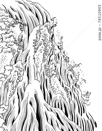 下野黒髪山きりふりの滝 線画のイラスト素材 [78510905] - PIXTA