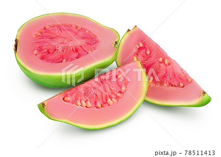 Guava fruit slices isolated on white background with clipping path and full depth of field Guava fruit slices isolated on white background with clipping path and full depth of field 78511413