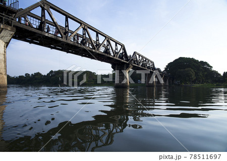The Bridge of the River Kwai is a history of world war ii, the death railway bridge over Kwai river built by Japanese soldiers, Kanchanaburi, Thailand. 78511697