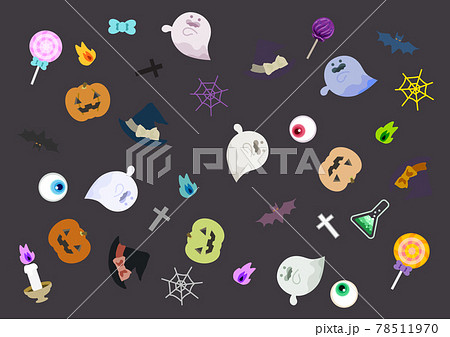 ハロウィンのデザイン作成時に使えるイラスト素材 78511970