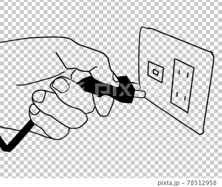 Deformed illustration of a hand inserting a plug into an outlet 1 78512958