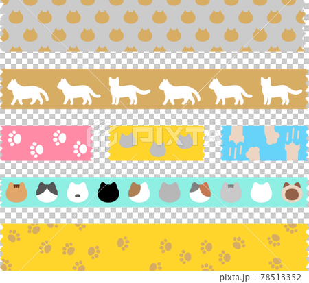 猫モチーフのマスキングテープのセット 78513352