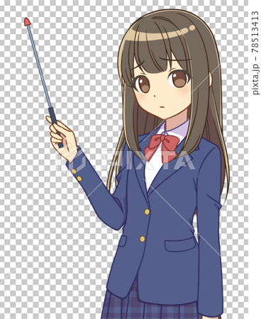 差し棒を持つブレザーの女の子　悲しい 78513413
