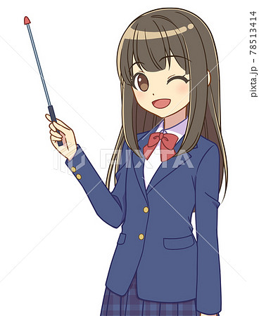 差し棒を持つブレザーの女の子　ウインク 78513414