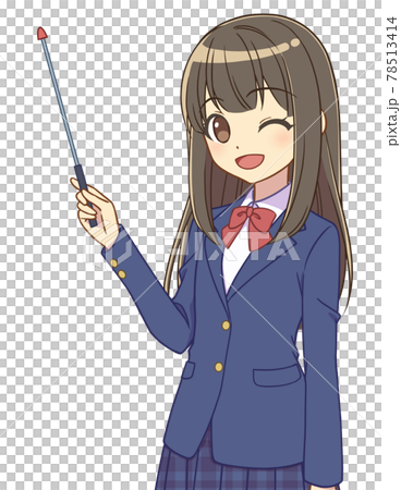 差し棒を持つブレザーの女の子　ウインク 78513414