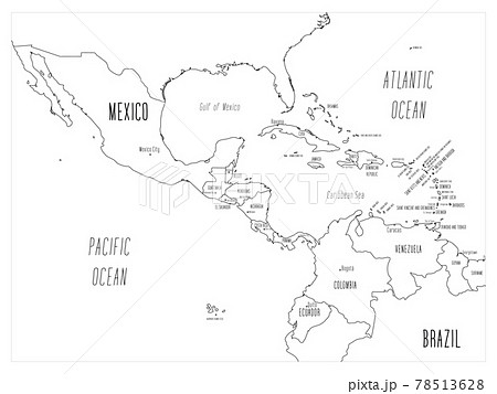 Central America map - hand-drawn cartoon style Central America map - hand-drawn cartoon style 78513628