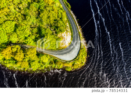 Scenic coastal road close to Parke's Castle, in County Leitrim, Ireland. 78514331