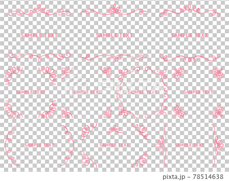 洋風の太い線のカリグラフィー装飾フレームセット(水彩風・ピンク) 洋風の太い線のカリグラフィー装飾フレームセット(水彩風・ピンク) 78514638