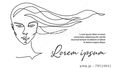 Woman hair one line art. Hairdressers, signboard, banner, shop sign design. Girl, woman,female minimalist vector portrait. For beauty salon, spa usage as poster, brochure, cover design, web 78514641