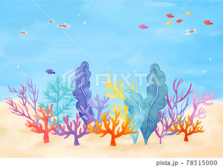 海の背景 水彩イラストのイラスト素材