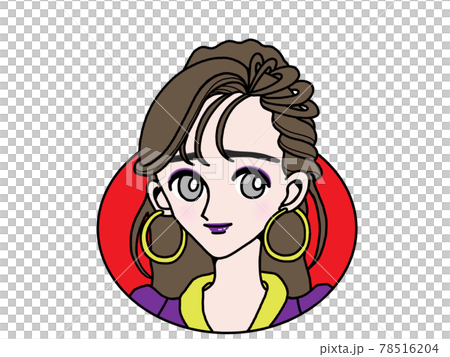 Trendy hair and makeup, 90s bubble-style fashion woman Trendy hair and makeup, 90s bubble-style fashion woman 78516204