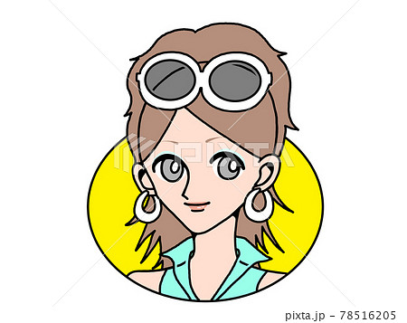 流行ヘアメイク90年代ギャル風ファッションの女性のイラスト素材