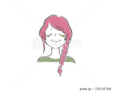 三つ編みの女の子手描きイラストのイラスト素材 [78516769] - PIXTA