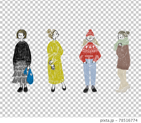 Winter fashion women set hand drawn illustration Winter fashion women set hand drawn illustration 78516774